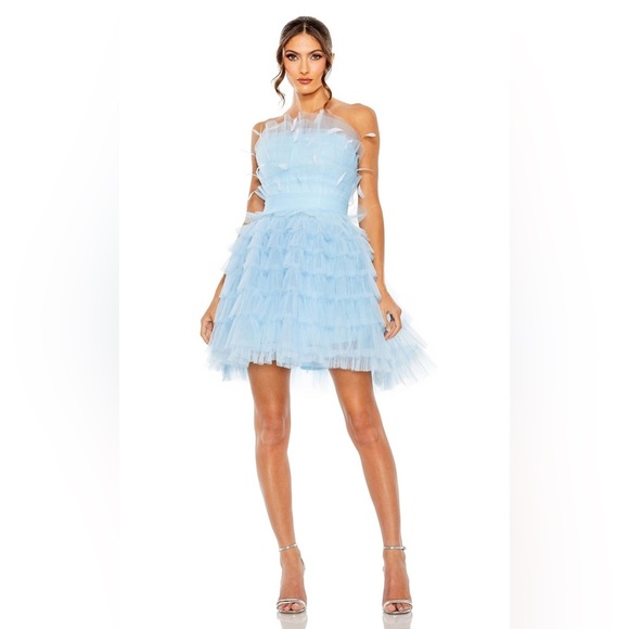 Strapless Straight Neckline Ruffle Layer A-line Dress by Mac Duggal Style 20529 - Picture 1 of 8